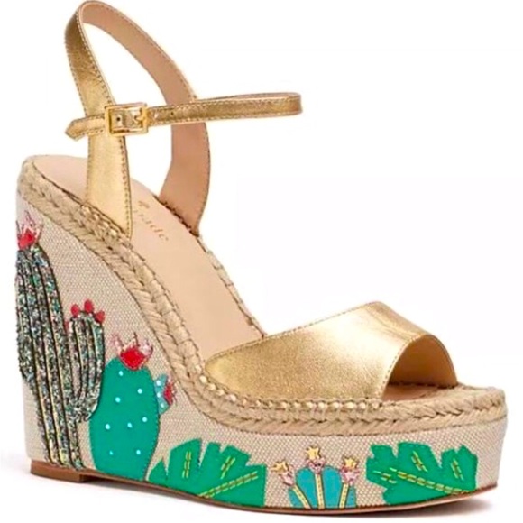 NIB 10 Kate Spade Dallas Glitter Cactus Platform Wedge - Picture 4 of 6